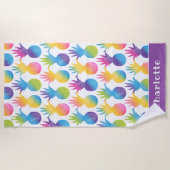 Tropische anananas Paarse Waterverf Strandlaken (Voorkant)