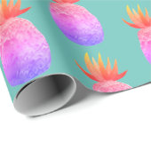 Tropische anananas partij paarse roze waterverf cadeaupapier (Rol Hoek)