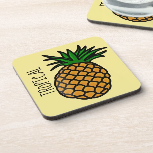 Tropische anananas Plastic onderzetters met kurk a (Linkerzijde)