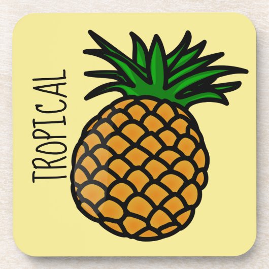 Tropische anananas Plastic onderzetters met kurk a (Voorkant)