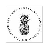 Tropische anananas Ronde Naam & Return-adres Zelfinktende Stempel (Design)