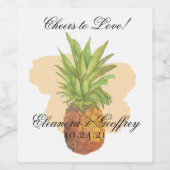 Tropische anananas Summer Waterverf Wedding Wijn Etiket (Enkel label)