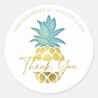 Tropische anananas Sweet 16 Dank je ID922 Ronde Sticker