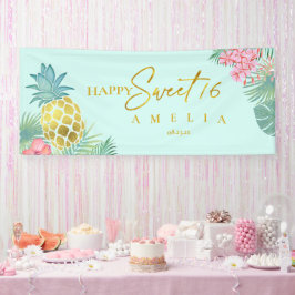 Tropische anananas Sweet 16 Happy Birthday ID922 Spandoek