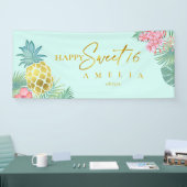 Tropische anananas Sweet 16 Happy Birthday ID922 Spandoek (Beurs)