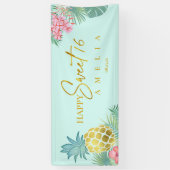 Tropische anananas Sweet 16 Happy Birthday ID922 Spandoek (Verticaal)