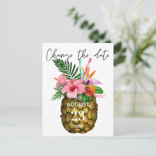 Tropische anananas van Hawaiian Verander de datum Briefkaart (Staand voorkant)