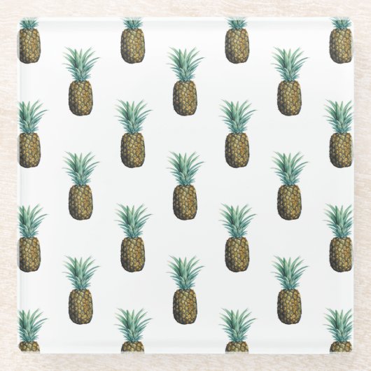 Tropische anananas Waterverf Glazen Onderzetter (Voorkant)