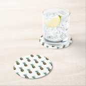 Tropische anananas Waterverf Ronde Kartonnen Onderzetter (Insitu)