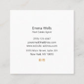 Tropische anananas White en Gold Calling Card Vierkante Visitekaartje (Achterkant)