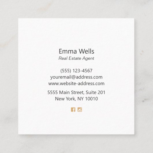 Tropische anananas White en Gold Calling Card Vierkante Visitekaartje (Achterkant)