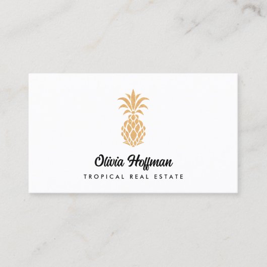 Tropische anananas White en Gold Visitekaartje (Voorkant)