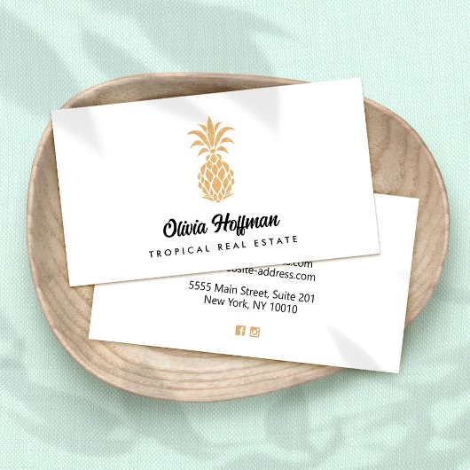 Tropische anananas White en Gold Visitekaartje