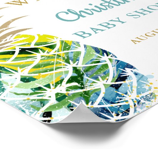 Tropische anananasappelbeach Baby shower Welkomstt Poster (Hoek)