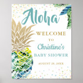 Tropische anananasappelbeach Baby shower Welkomstt Poster (Voorkant)