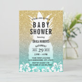 Tropische anananasappelbloem Glitter Baby shower Kaart (Staand voorkant)