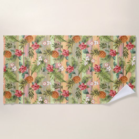 Tropische anananasappelboomgaarden strandlaken (Voorkant)