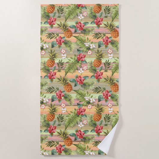 Tropische anananasappelboomgaarden strandlaken (Voorkant)