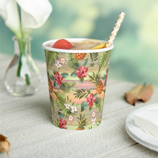 Tropische anananasappelflesbloem papieren bekers (Insitu)