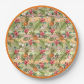 Tropische anananasappelflesbloem papieren bordje (Voorkant)