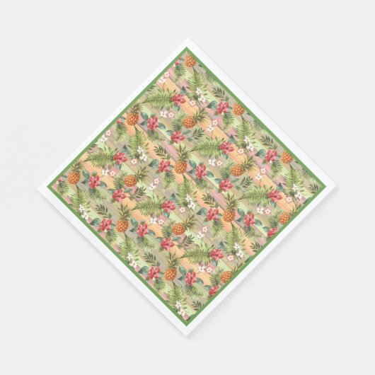 Tropische anananasappelflesbloem servet (Hoek)