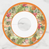 Tropische anananasappelflesbloem wijnglaslabel (Voorkant)