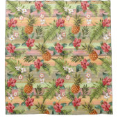 Tropische anananasappelflesflesjes met strepen douchegordijn (Voorkant)