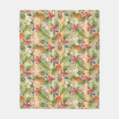 Tropische anananasappelflesflesjes met strepen fleece deken (Voorkant)