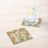 Tropische anananasappelflesflesjes met strepen kartonnen onderzetters (Insitu)