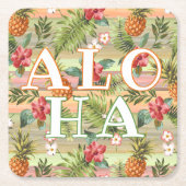 Tropische anananasappelflesflesjes met strepen kartonnen onderzetters (Voorkant)