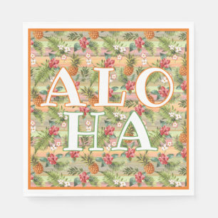 Tropische anananasappelflesflesjes met strepen servet