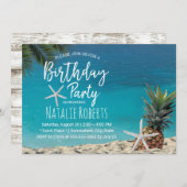 Tropische anananasappelstaarten op strand van Birt Kaart (Voorkant / Achterkant)