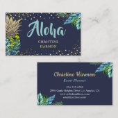 Tropische anananasappelstrand van Navy Blue Waterv Visitekaartje (Voorkant / Achterkant)