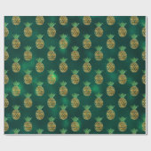Tropische anananasappelvruchten goudgroen glas cadeaupapier (Vlak)