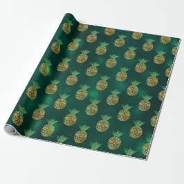 Tropische anananasappelvruchten goudgroen glas cadeaupapier