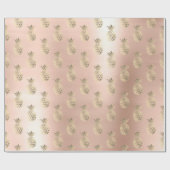 Tropische anananasappelvruchten roos goudspoelpoed cadeaupapier (Vlak)