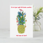 Tropische anananasboom voor kerstuitnodiging kaart (Staand voorkant)