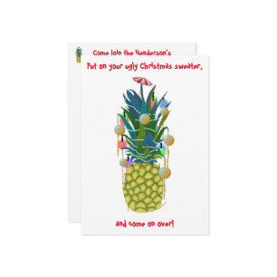 Tropische anananasboom voor kerstuitnodiging kaart