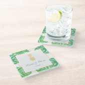 Tropische anananasbruding glazen onderzetter (Schuin)