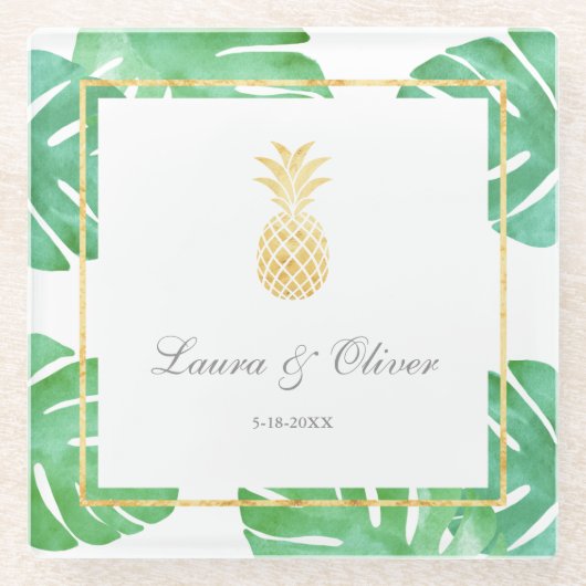 Tropische anananasbruding glazen onderzetter (Voorkant)