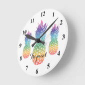 Tropische anananasdruk aangepaste keukenmuurklok ronde klok (Hoek)