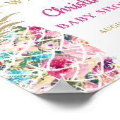 Tropische anananasroze Baby shower Welkom Poster (Hoek)
