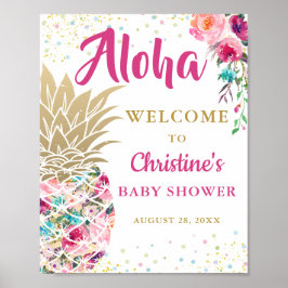 Tropische anananasroze Baby shower Welkom Poster