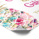 Tropische anananasroze Kaarten en schenkingen Poster (Hoek)