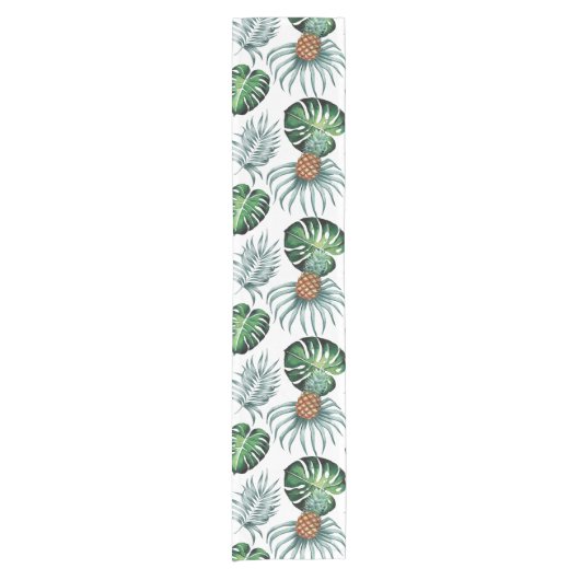 Tropische anananasschilderij van de waterverf op w korte tafelloper (Voorkant)