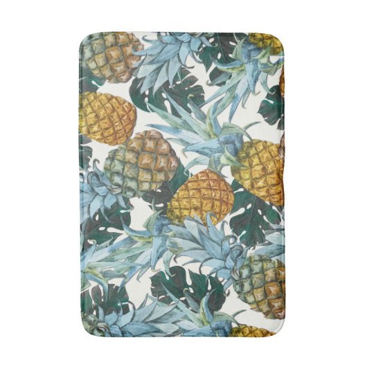 Tropische anananassen en bladeren exotische eiland badmat (Voorkant Verticaal)