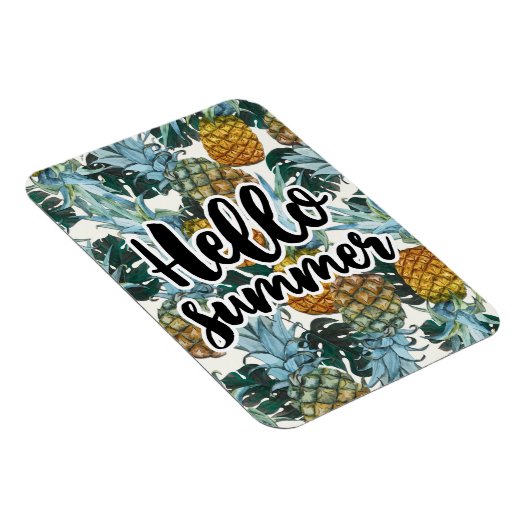 Tropische anananassen en bladeren Hallo zomer Magneet (Rechterzijde)