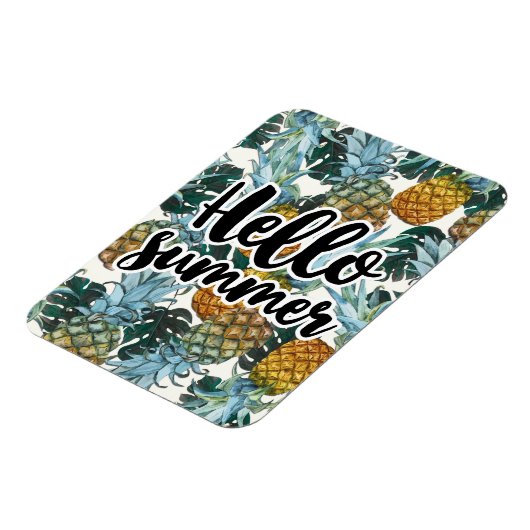 Tropische anananassen en bladeren Hallo zomer Magneet (Linkerzijde)