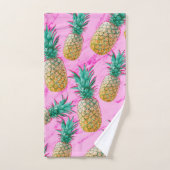 Tropische anananassen en roze marmer modern kleurr bad handdoek (Handdoek)