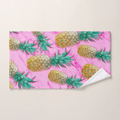 Tropische anananassen en roze marmer modern kleurr bad handdoek (Handdoek)